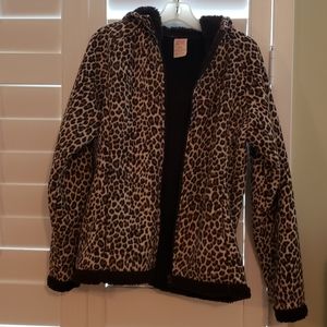 Girls Size 10-12 Leopard print hooded Jacket